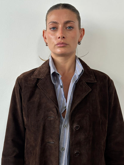 Vintage Suede Trench Coat - L