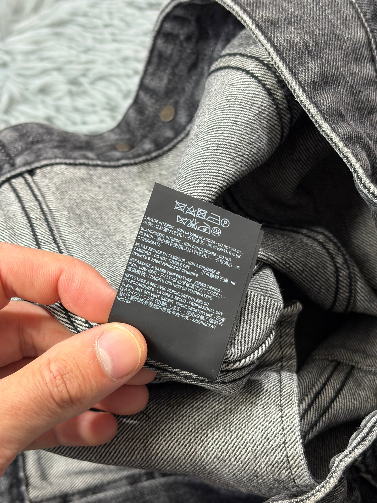 Saint Laurent 2017 Distressed Denim Grey Trucker Jacket - S | O/S, Black