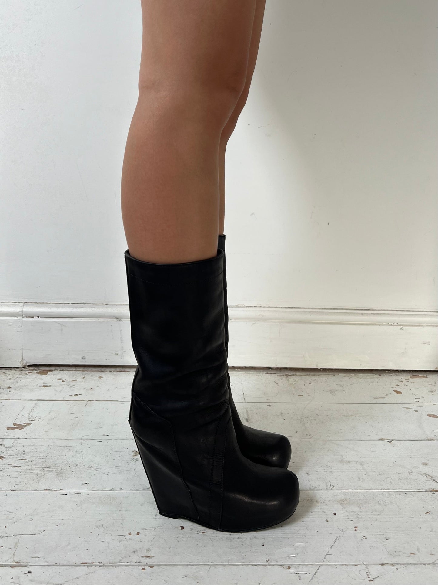 RICK OWENS LEATHER WEDGES (EU 39) | Default Title, Black
