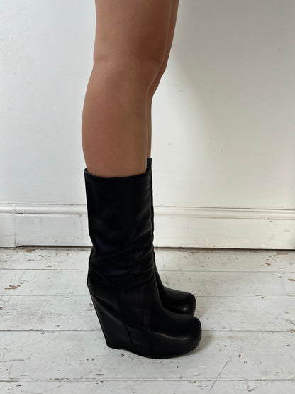 RICK OWENS LEATHER WEDGES (EU 39) | Default Title, Black