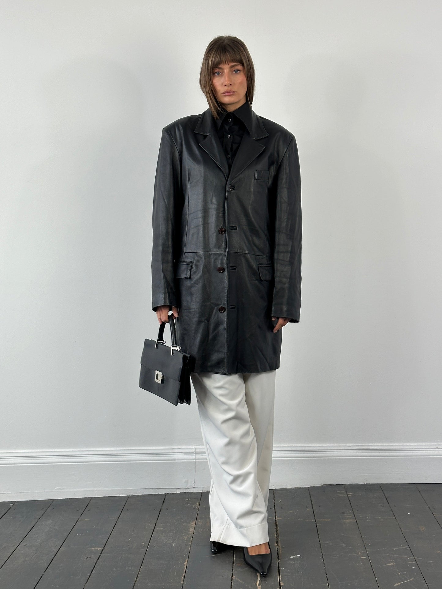 Italian Vintage 1990s Smooth Leather Trench Coat - L/XL