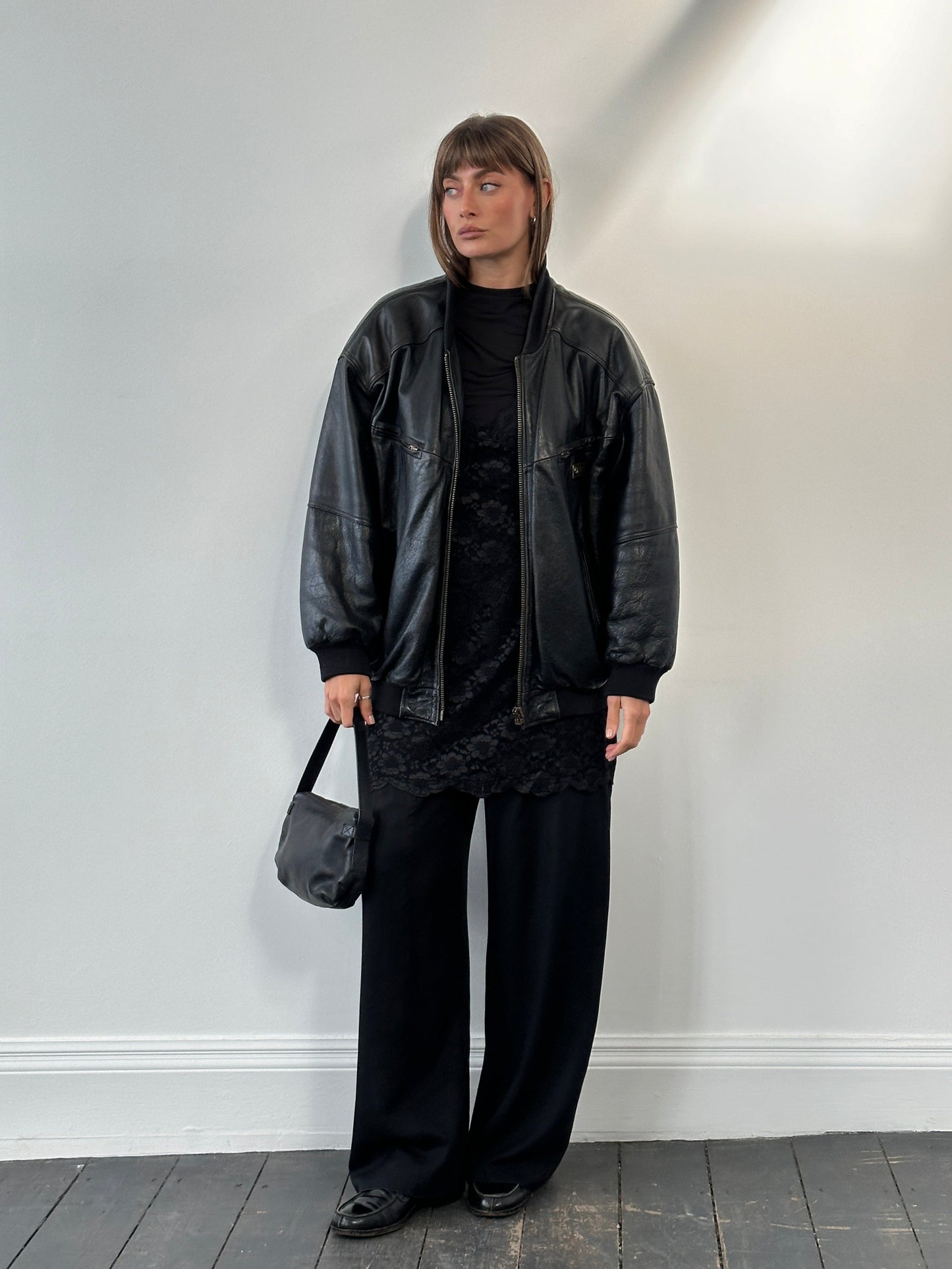 Vintage BMW 1990s Leather Bomber Jacket - XL