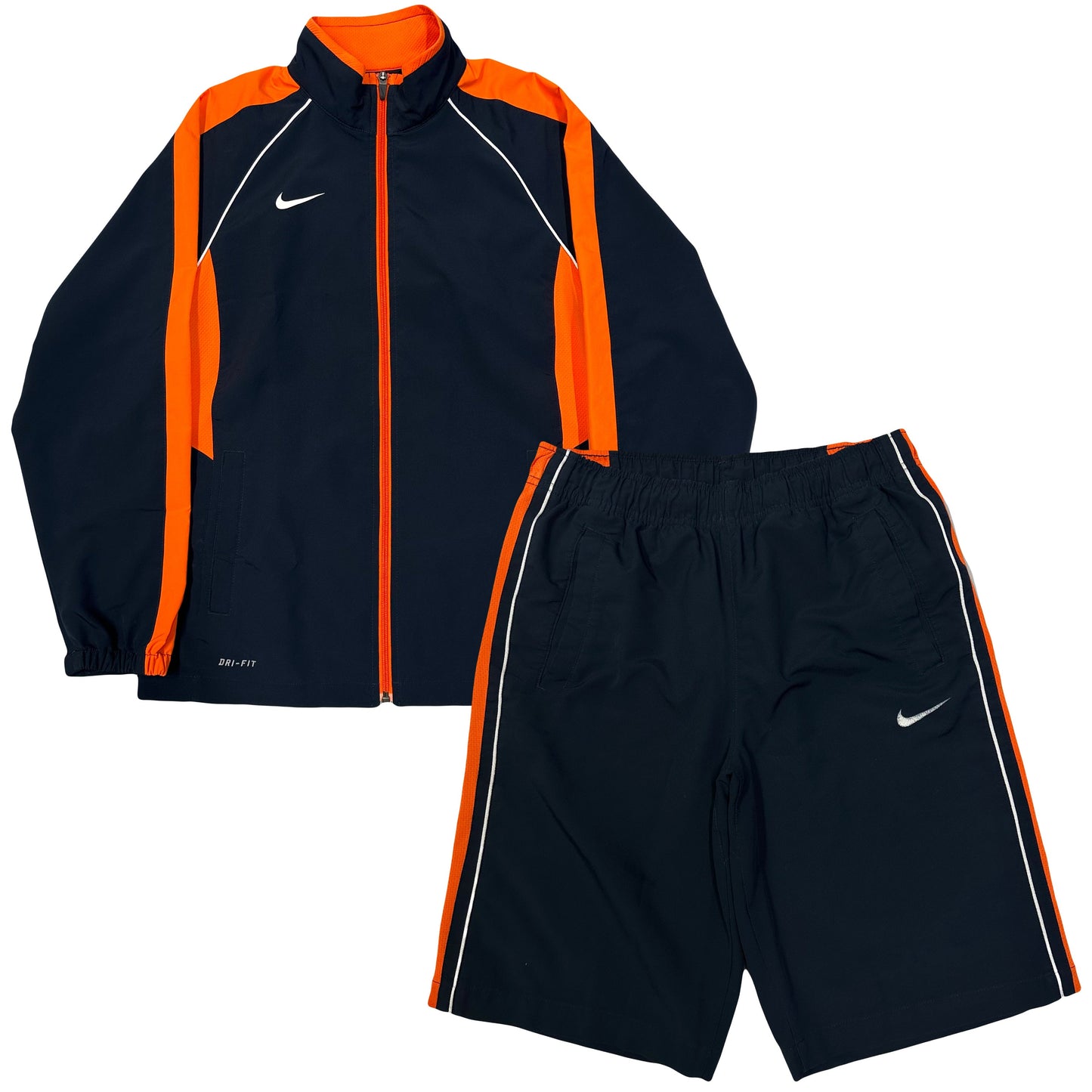 Nike 2000s Nylon Tracksuit In Navy & Orange ( S )