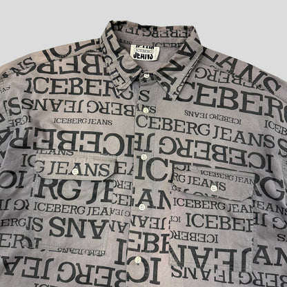 Iceberg Jeans 90’s Stash Pocket Spellout Shirt - L | Large, Grey