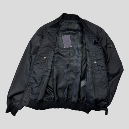 Prada Milano 2018 Black Gabardine Nylon Triangle Bomber - M | Default Title, Black