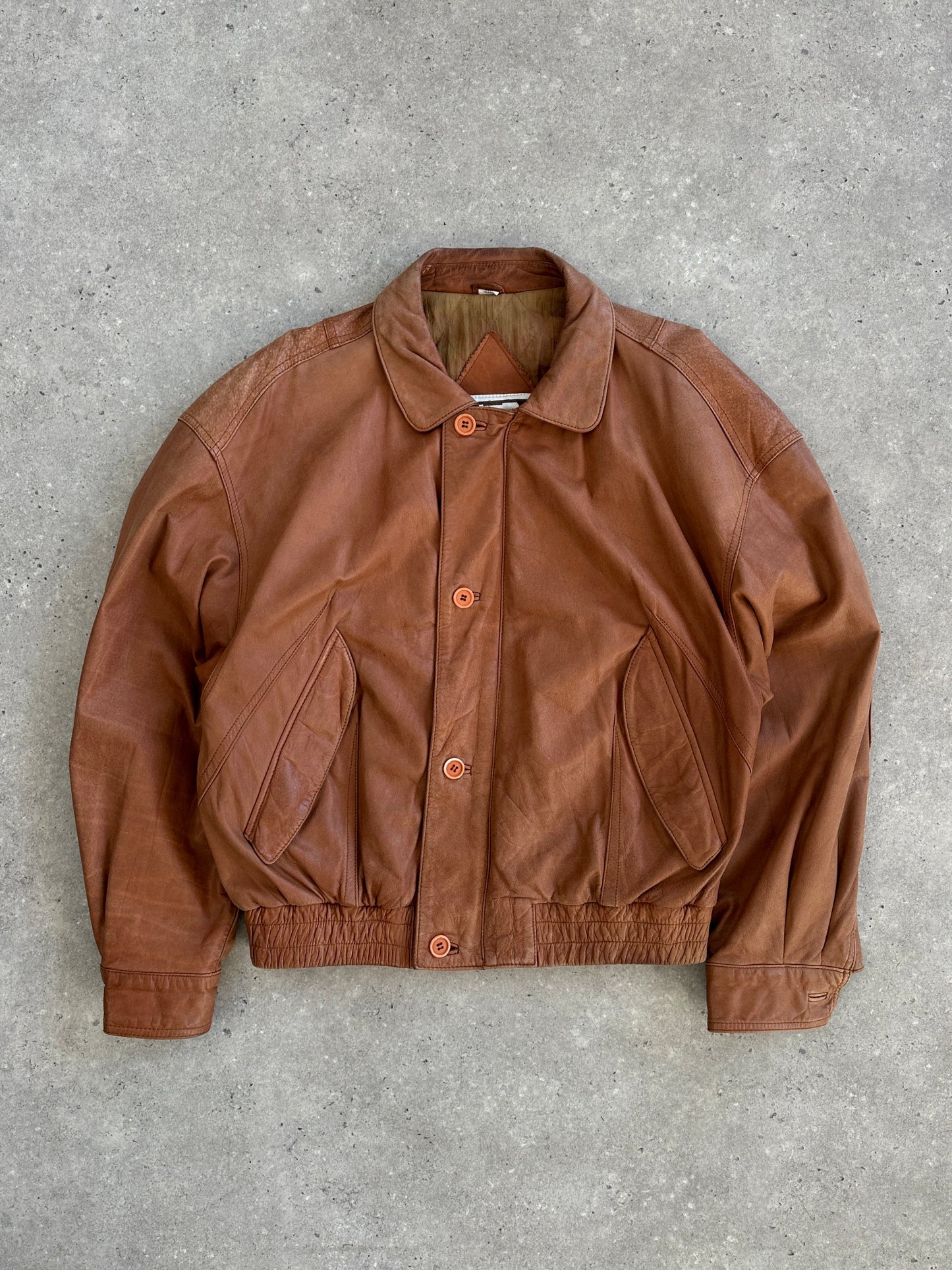 Vintage 1980s Leather Bomber Jacket - L