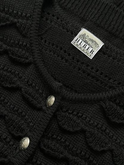 Vintage 1990s Pure Wool Knitted Cardigan - M