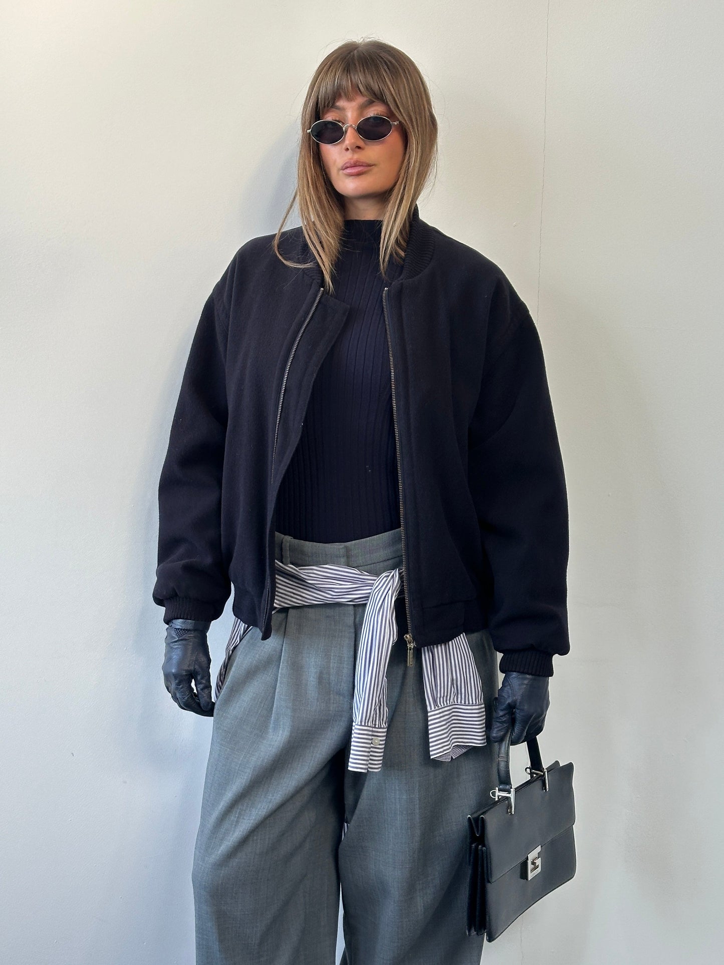 St Michael 1980s Pure Wool Bomber Jacket - L