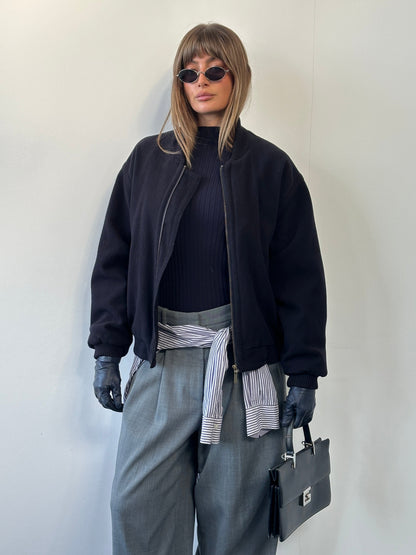 St Michael 1980s Pure Wool Bomber Jacket - L