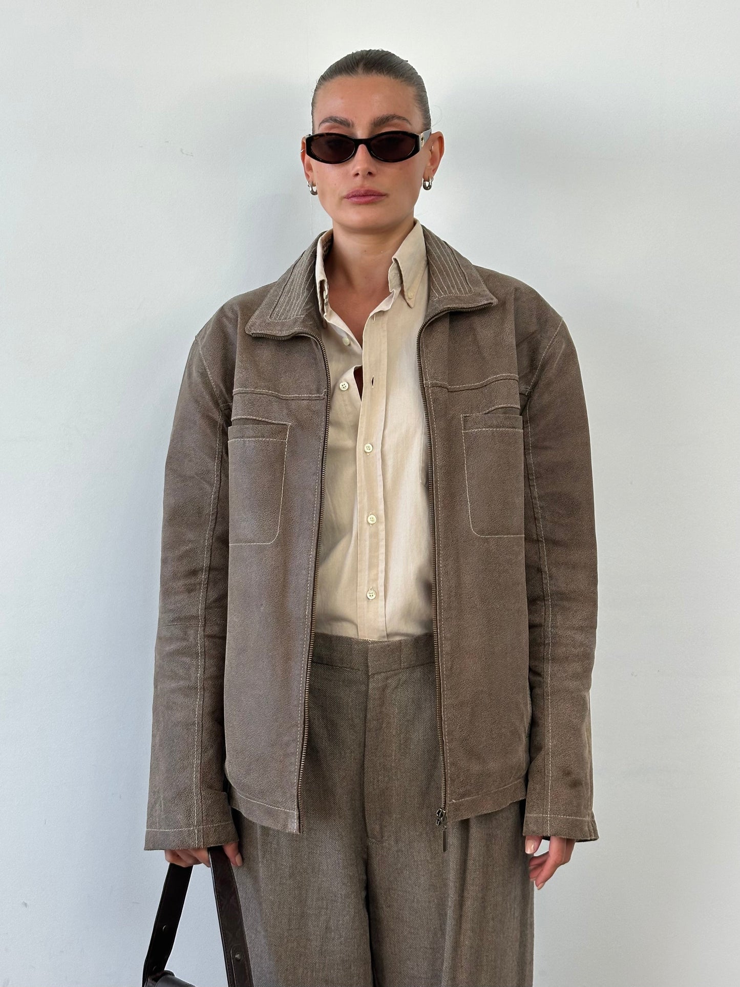 Vintage Textured Leather Jacket - XL