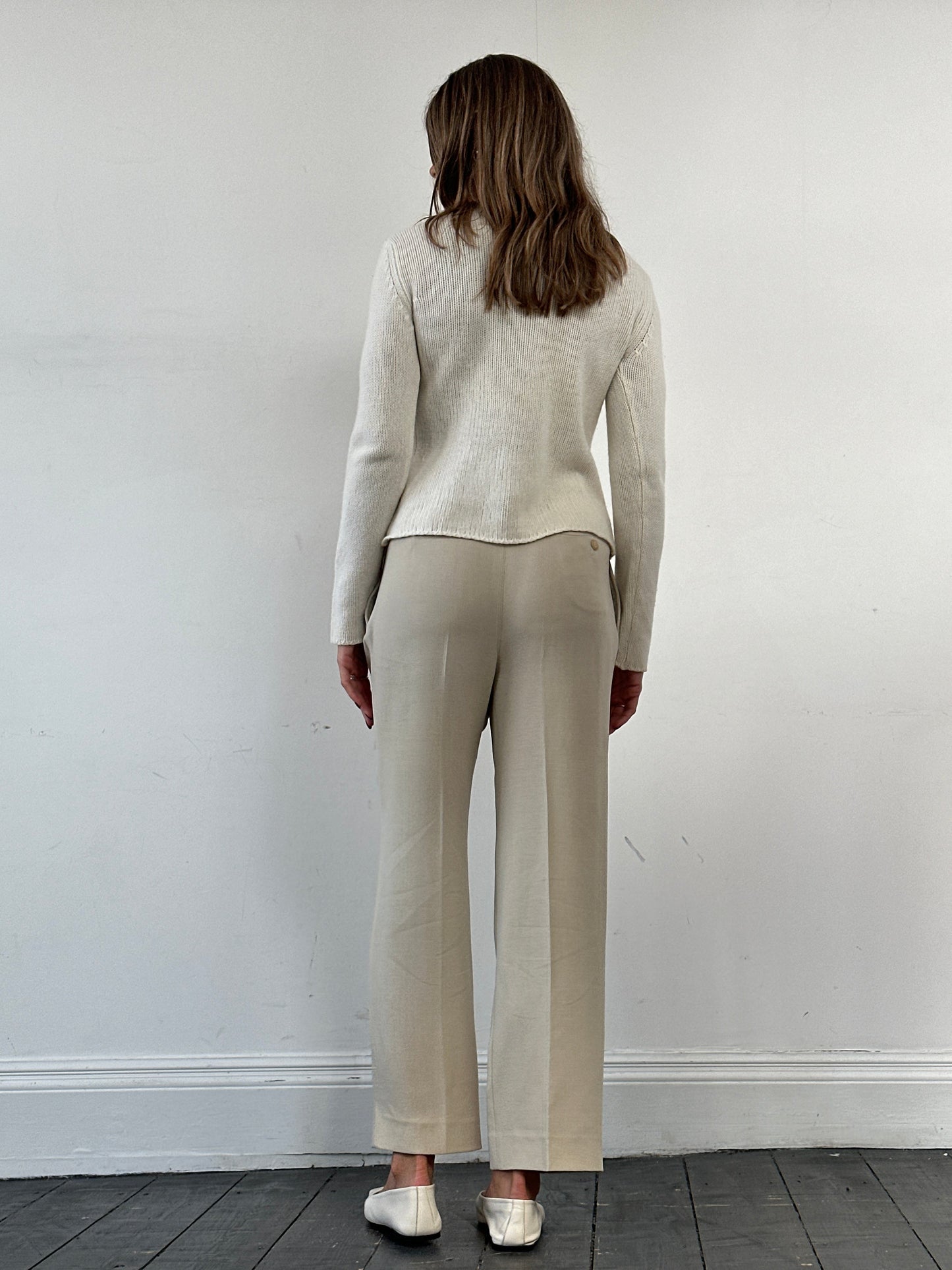 Max Mara Pure Wool Straight Leg Tailored Trousers - W28