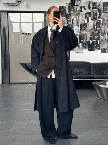 Vintage 1990s Wool Cashmere Concealed Placket Coat - XL