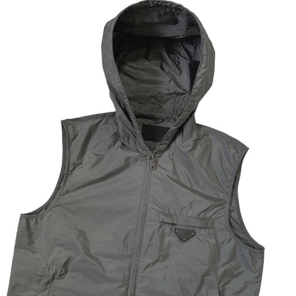 Prada Grey Nylon Patch Logo Gilet