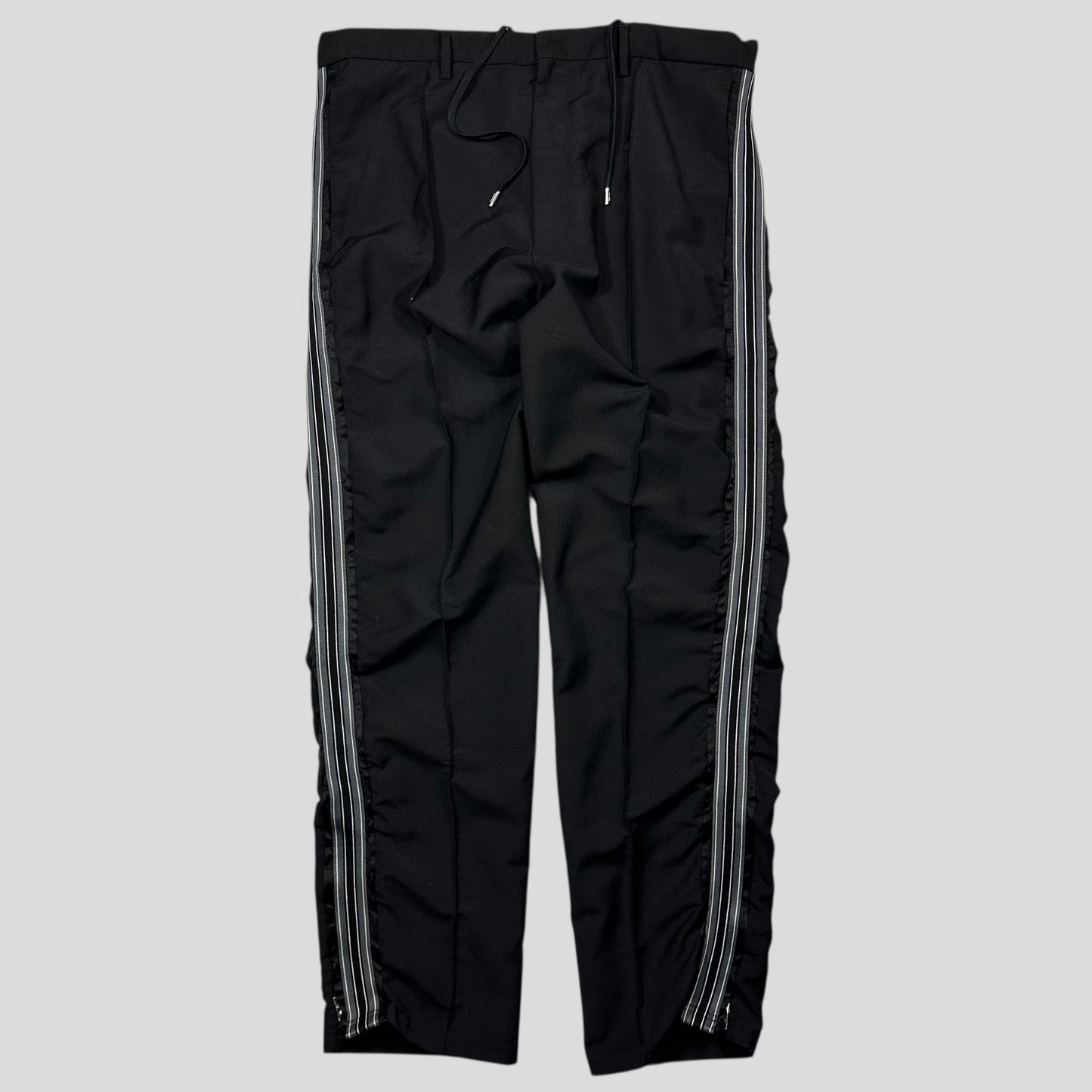 Prada Milano 2022 Mohair & Wool Striped Plaque Logo Trousers - IT50 (L)