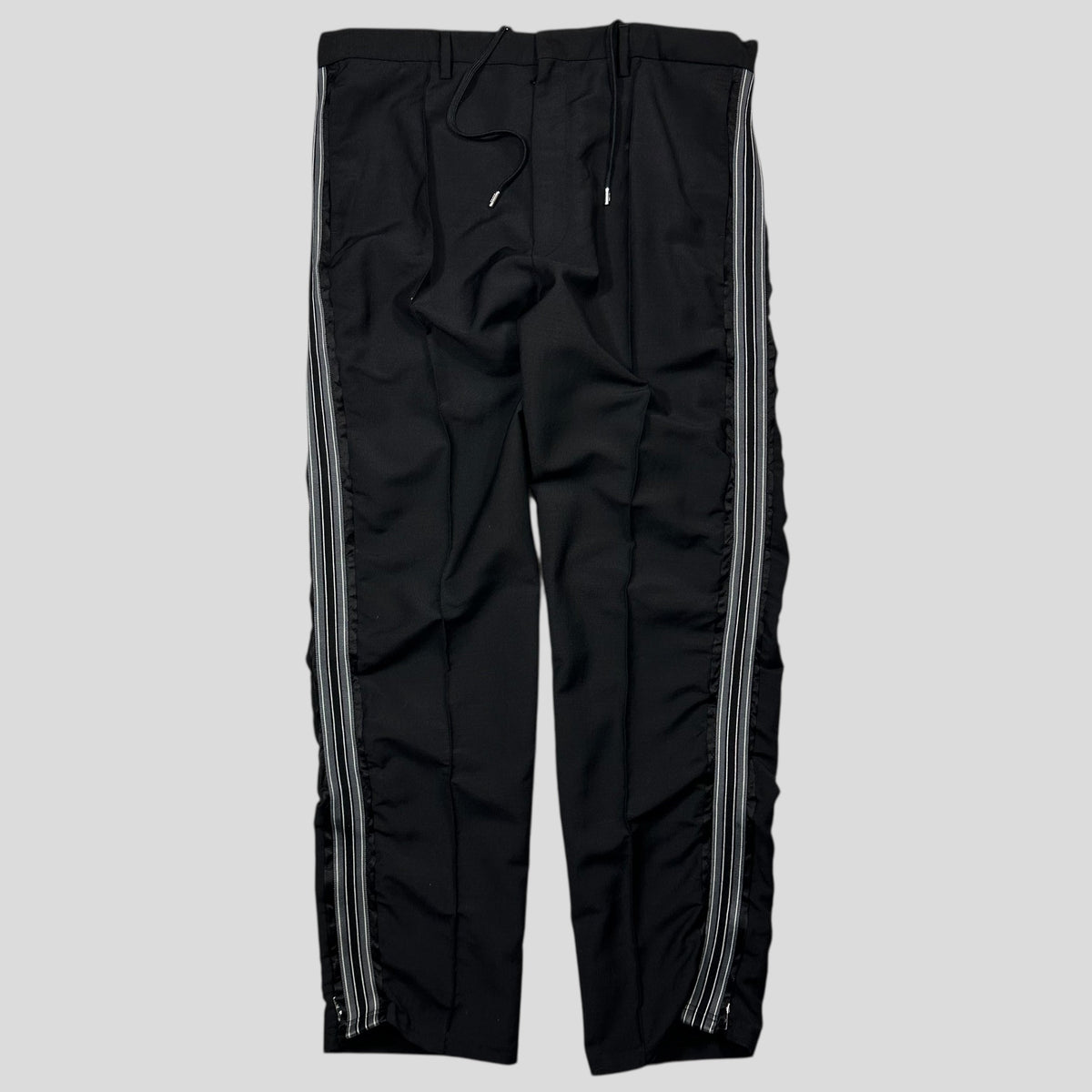 Prada Milano 2022 Mohair & Wool Striped Plaque Logo Trousers - IT50 (L) | W33, Black