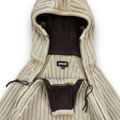 2000's Schott NYC Dual Zip Knitted Balaclava Hoodie (M) | Default Title, Beige