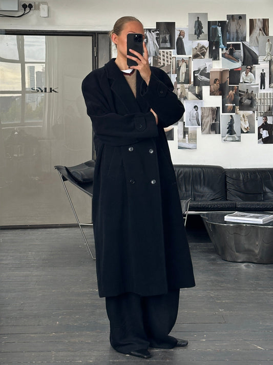 Vintage 1990s Wool Cashmere Double Breasted Coat - XL