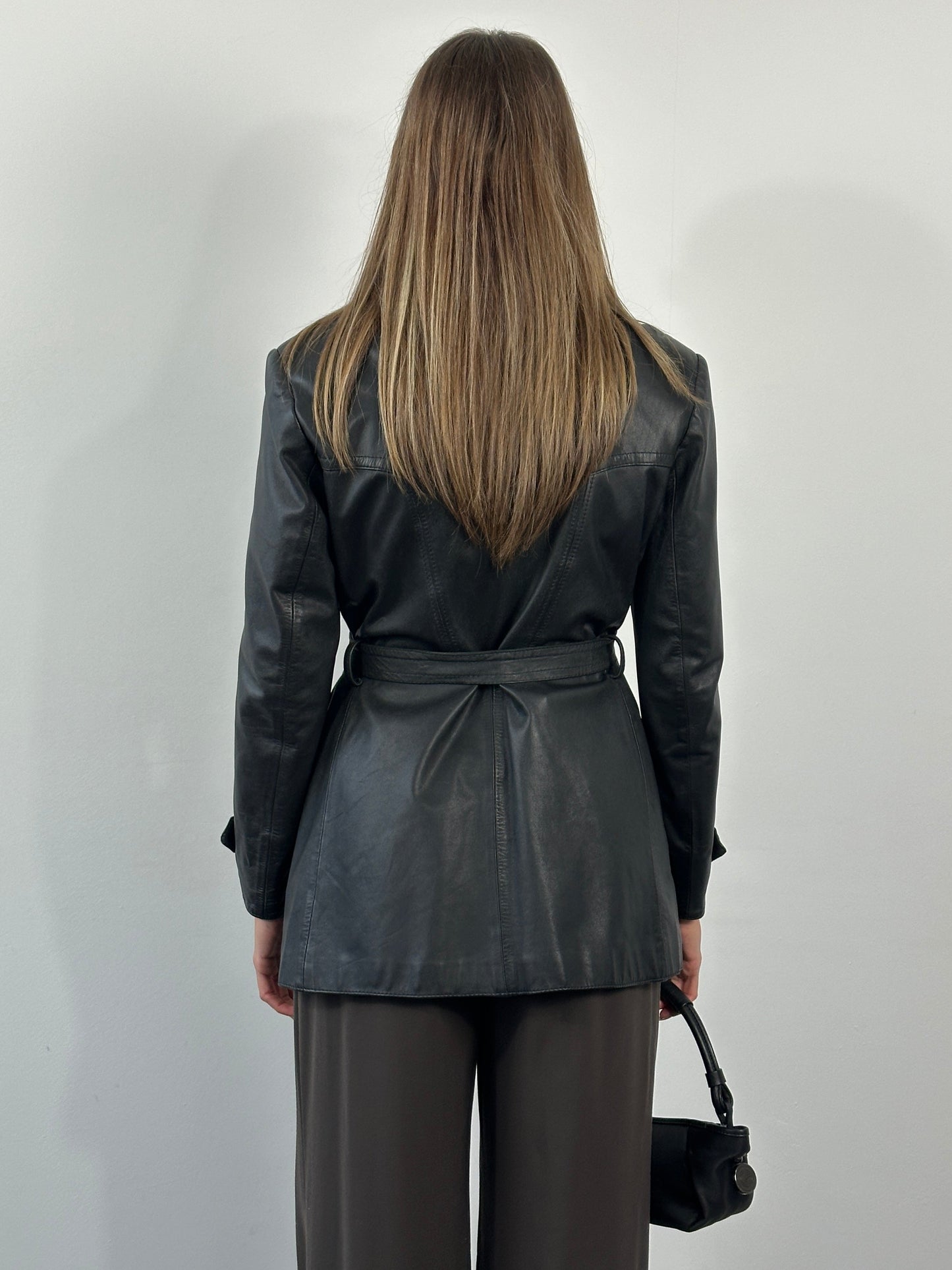 Vintage 1990s Belted Leather Jacket - M