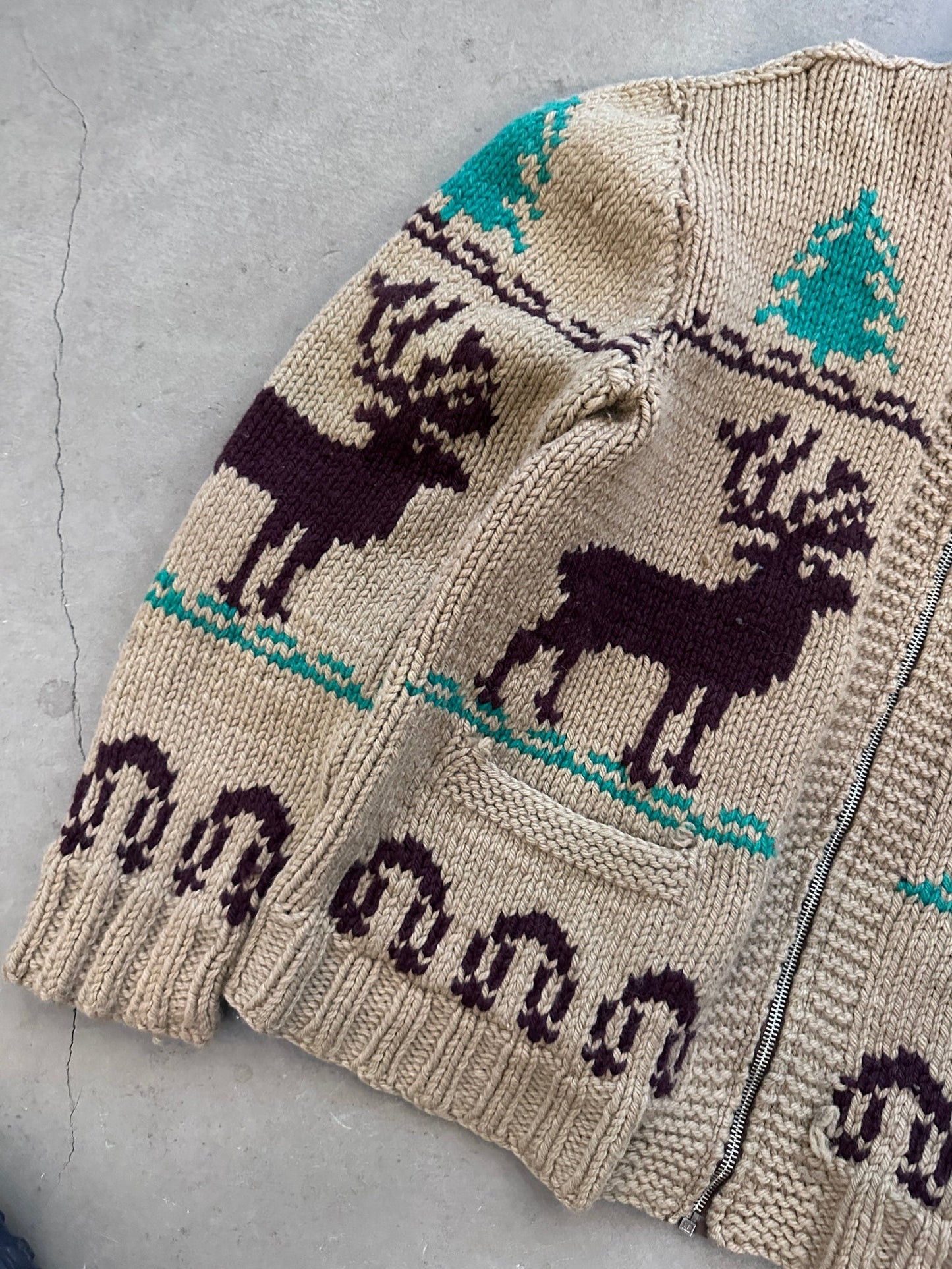 1960's Cowichan Deer Sweater - M | Default Title, Red