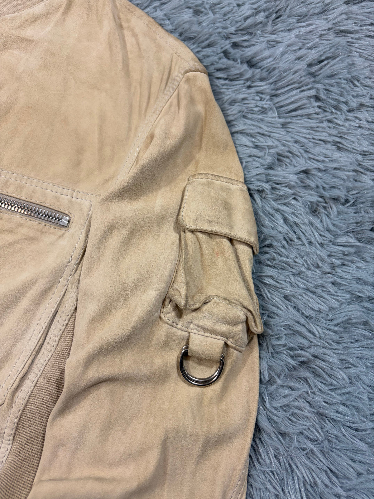 Prada Sport 00’s Suede Leather D-ring Cargo Biker Jacket - M | O/S, Beige