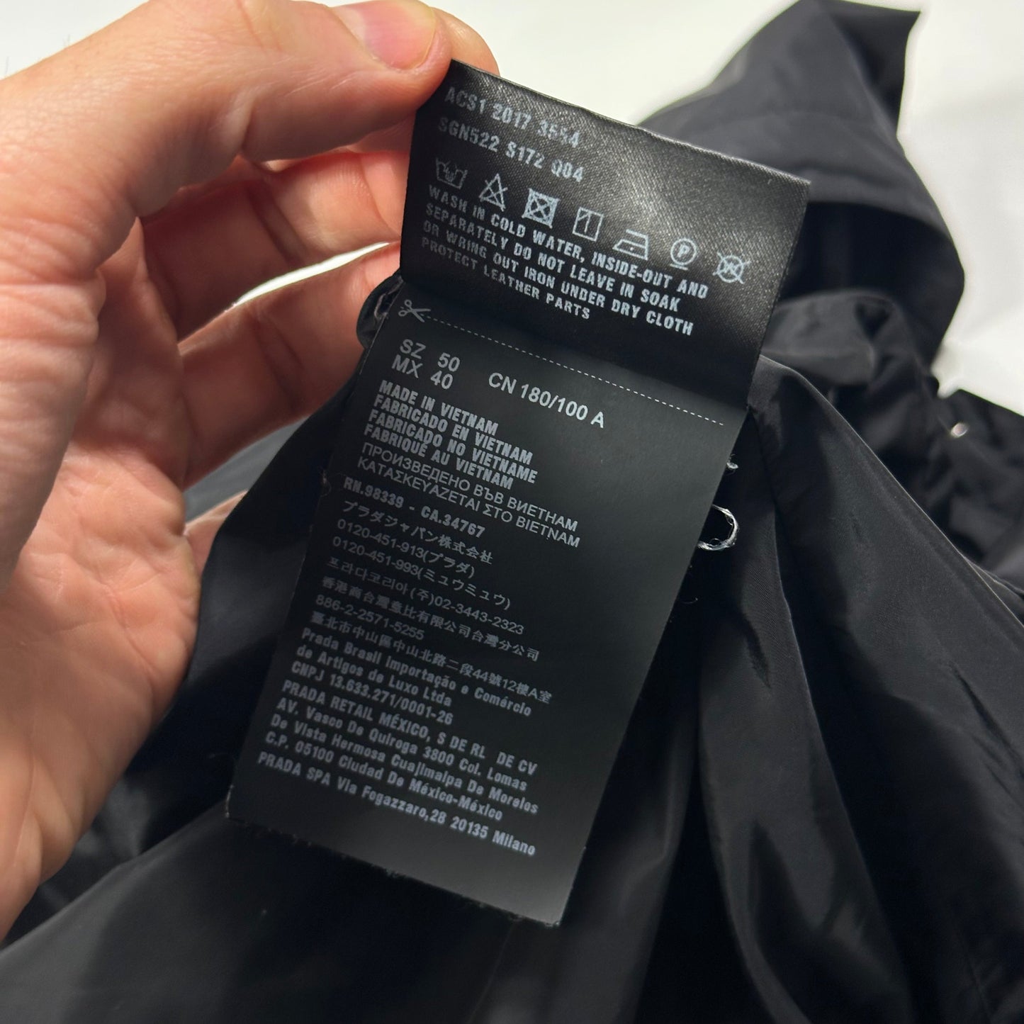 Prada Milano 2017 Triangle Plaque Logo Nylon Windbreaker Jacket - IT50 | Default Title, Black