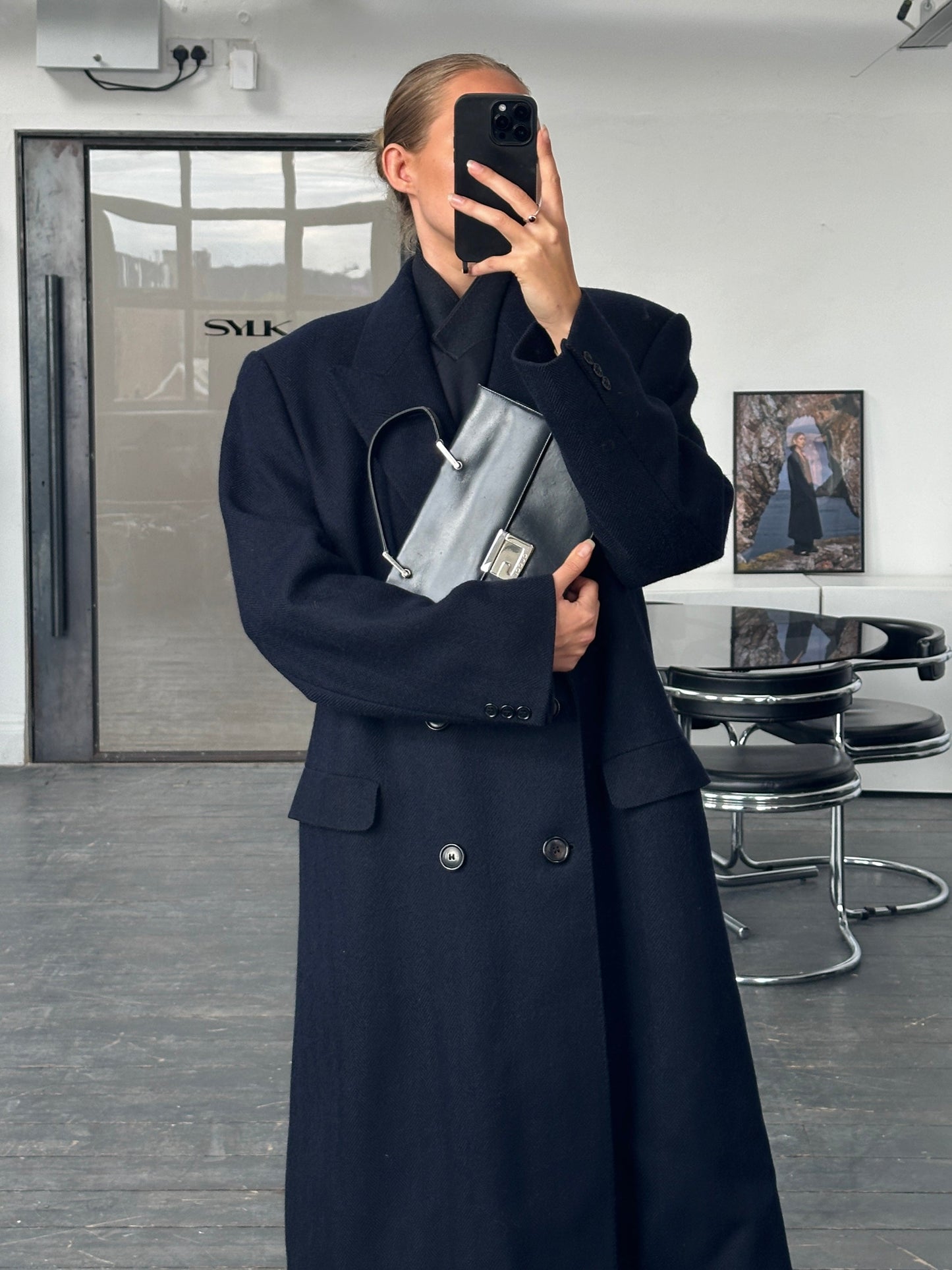 English Vintage 1990s Pure Wool Double Breasted Coat - XL