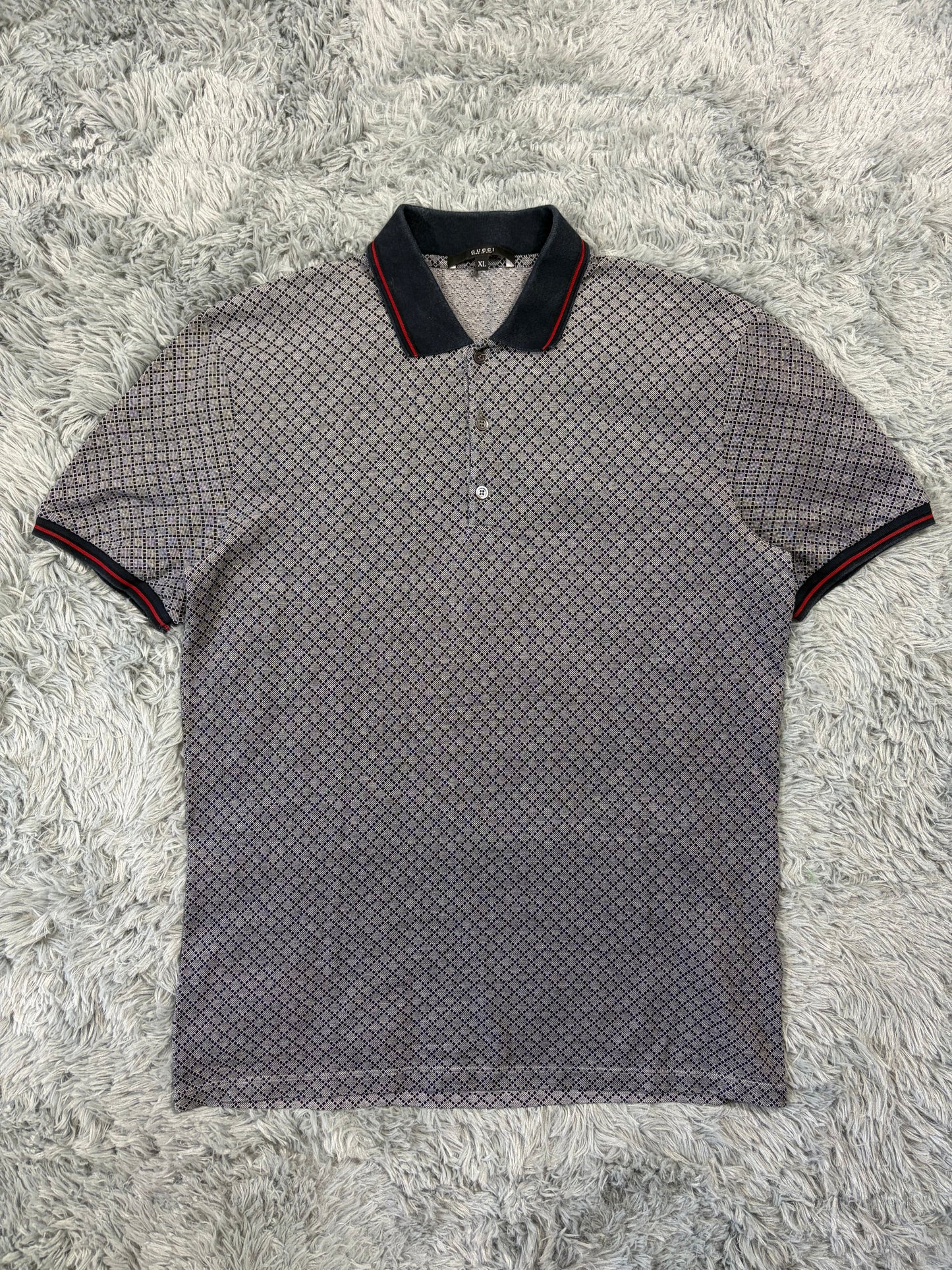 Gucci 2011 Cross Monogram Web Stripe Polo Shirt - L | O/S, Grey