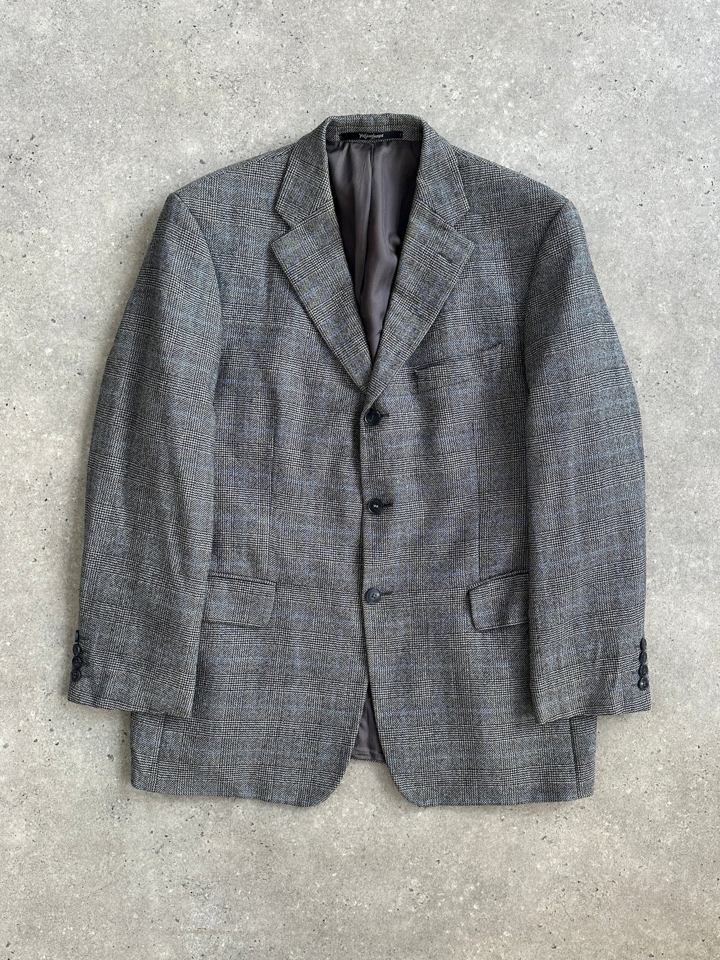 Yves Saint Laurent Pour Homme 1990s Pure Wool Check Blazer - 40R/L