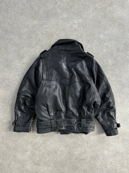 Vintage Belted Buckle Leather Jacket - XL