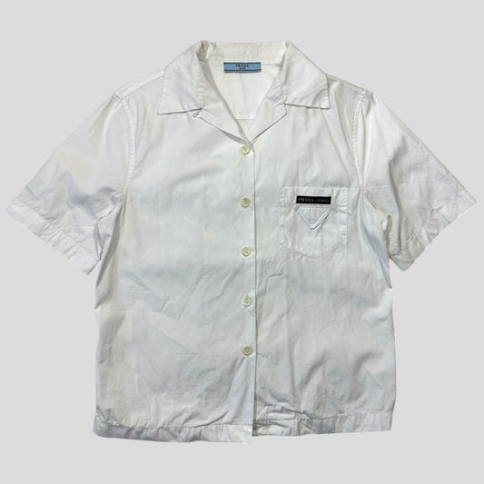 Prada Milano 2019 Camp Collar Triangle Logo Boxy Shirt - IT38 | Default Title, Multicoloured