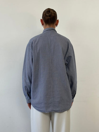 Italian Vintage Pure Cotton Thick Gingham Shirt - L/XL