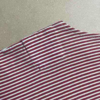 S/S 1987 Crimson Red Striped Box Logo / Mini Compass Breton T-shirt