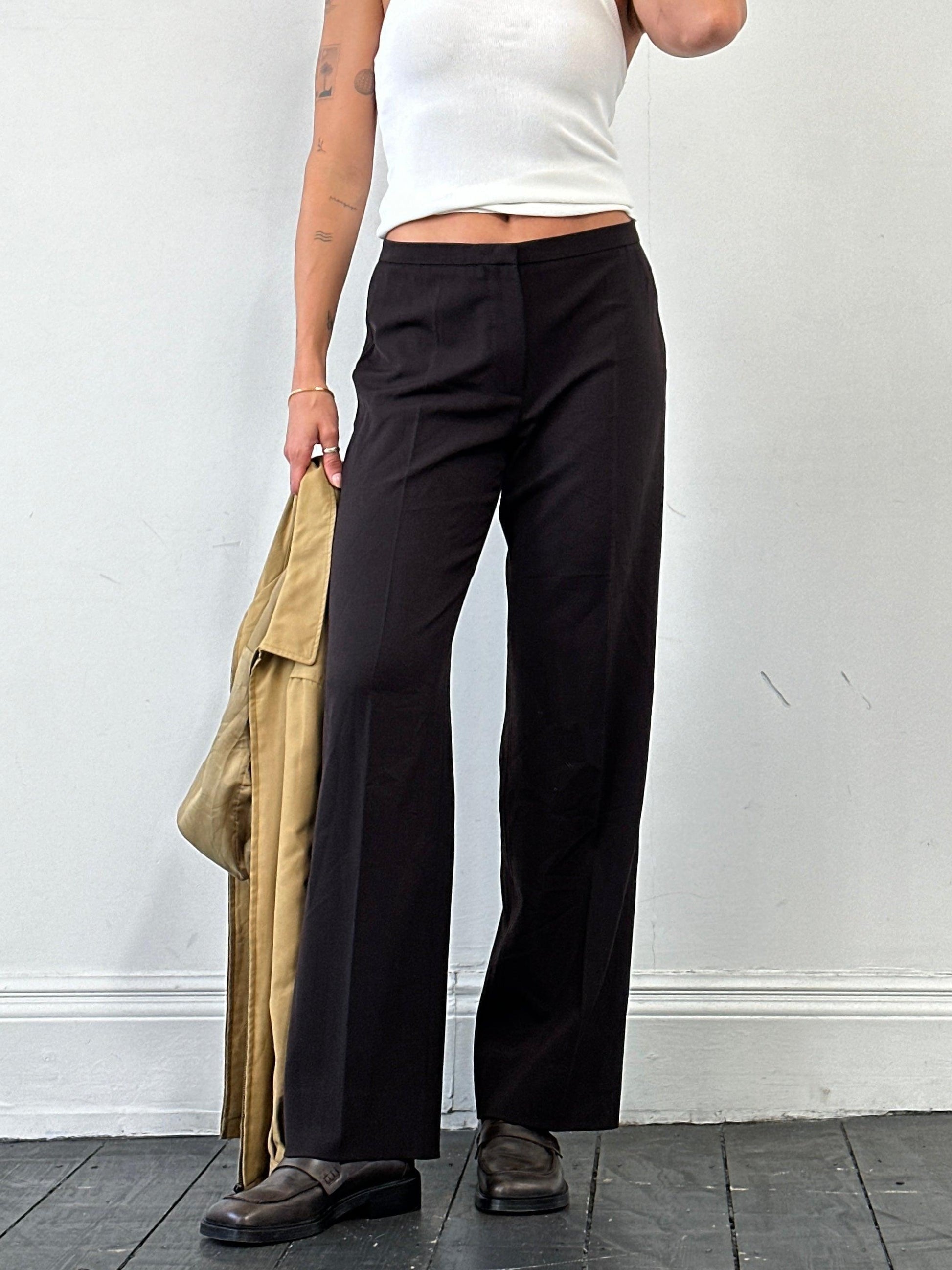 Max Mara Minimal Wool Mid Waist Tailored Trousers - W30 - Known Source