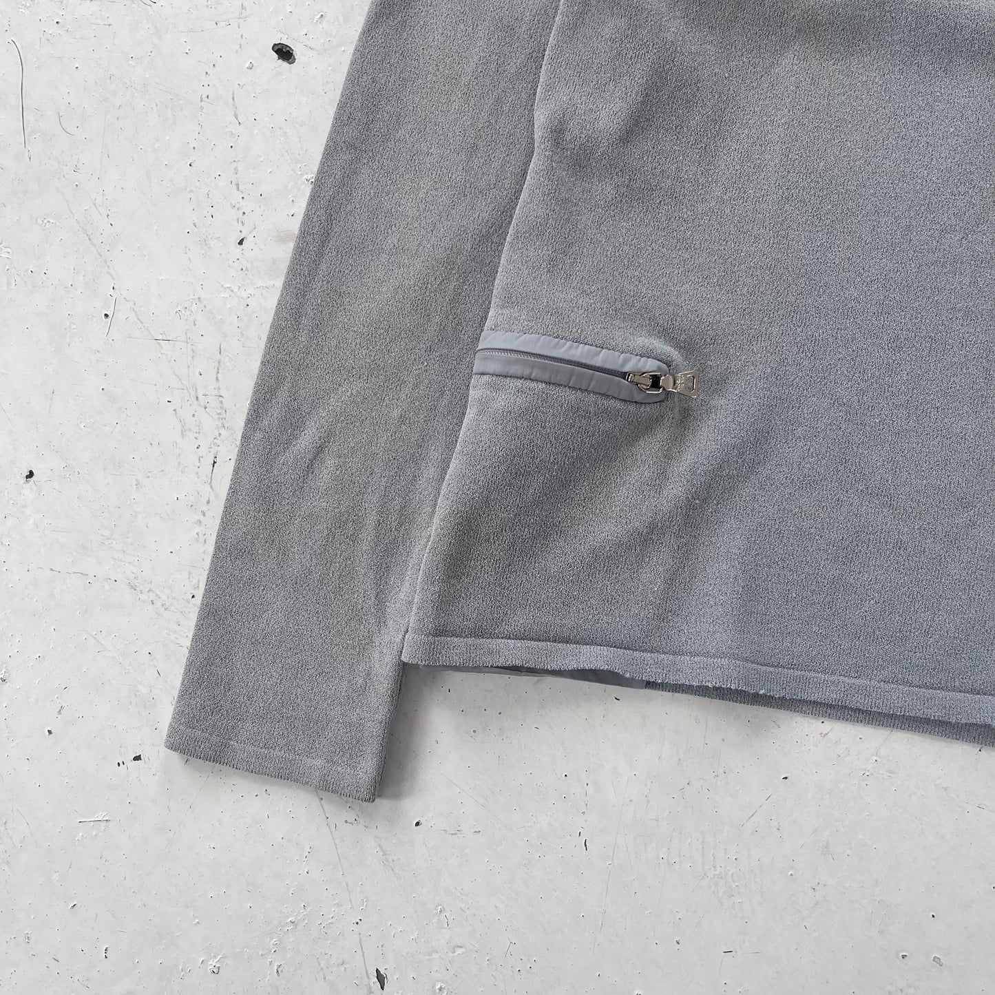 fw1999 prada sport boatneck side pocket knit top | Gray, Blue