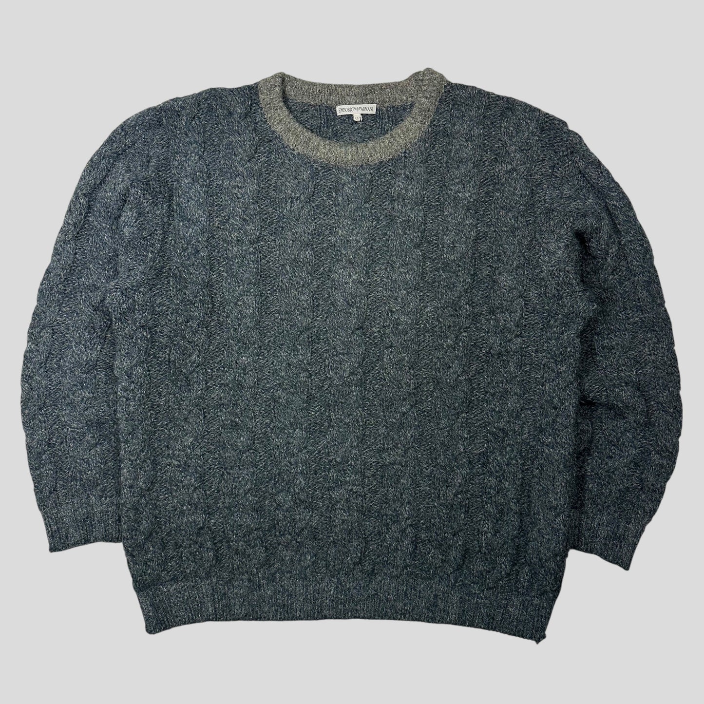 Emporio Armani 80’s Alpaca Wool Cable Knit Jumper - L