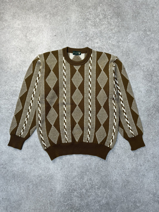 Lyle and Scott Two Tone Geometric Wool Knit Sweater