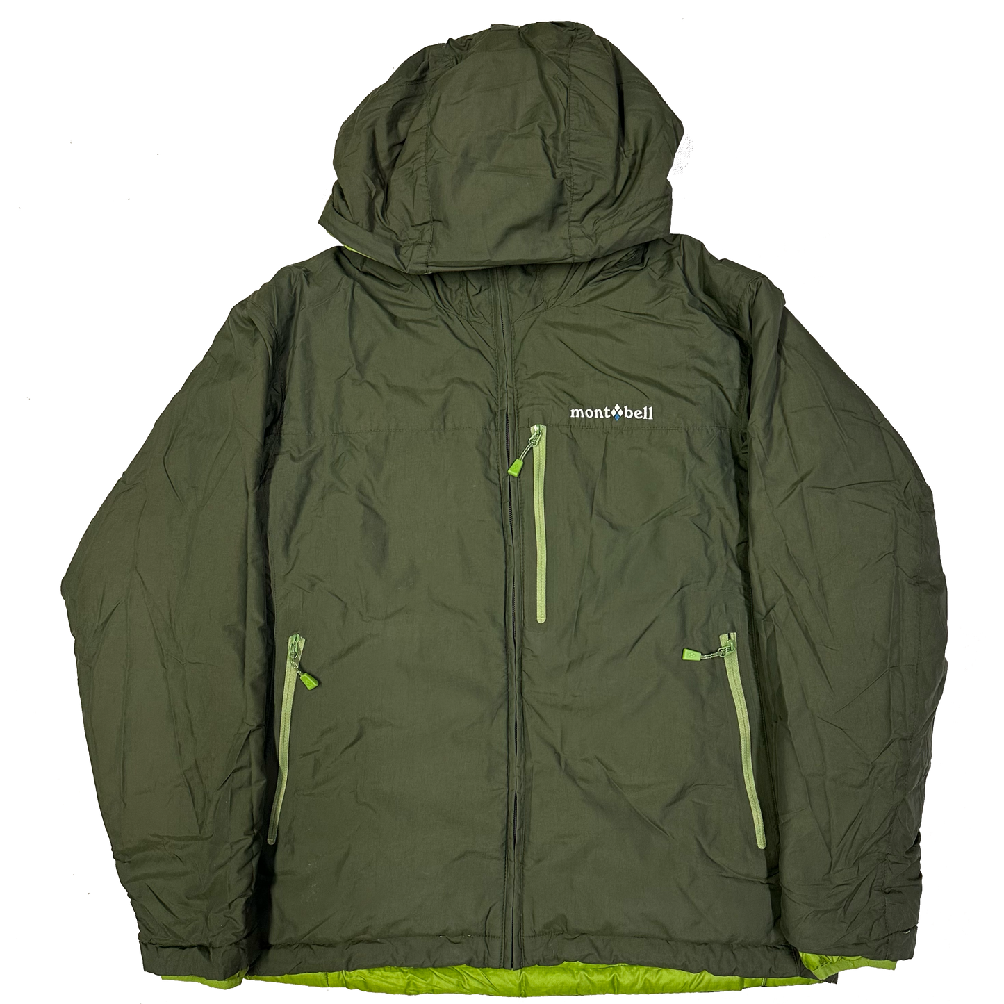 Montbell Reversible puffer Jacket In Green & Khaki ( S )