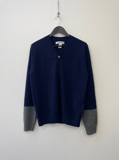 Comme Des Garçons SHIRT Lambswool Forever Cardigan | Medium, Navy Blue, Gray