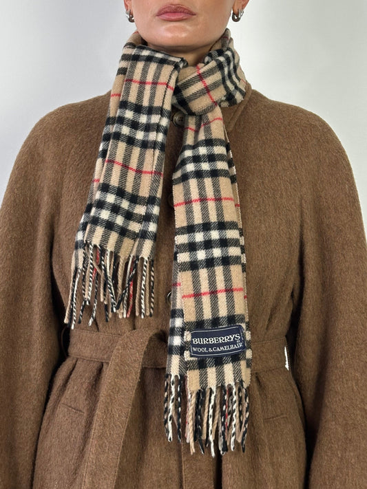 Burberrys Wool Camelhair Nova Check Scarf