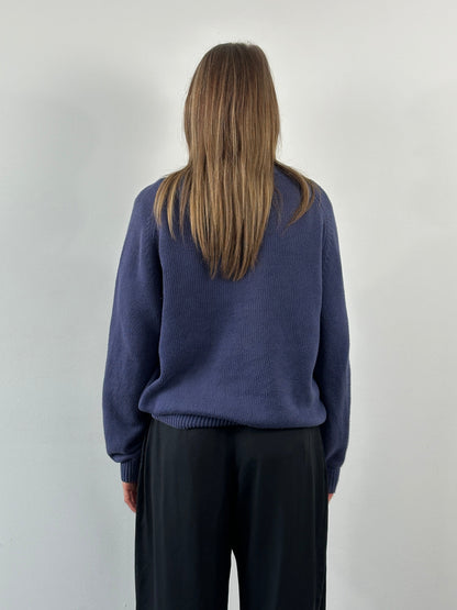 Burberry 1990s Cotton Logo Knitted Jumper - L