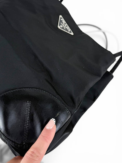 2000s Prada Milano Nylon Mini Tote Bag | O/S, Black