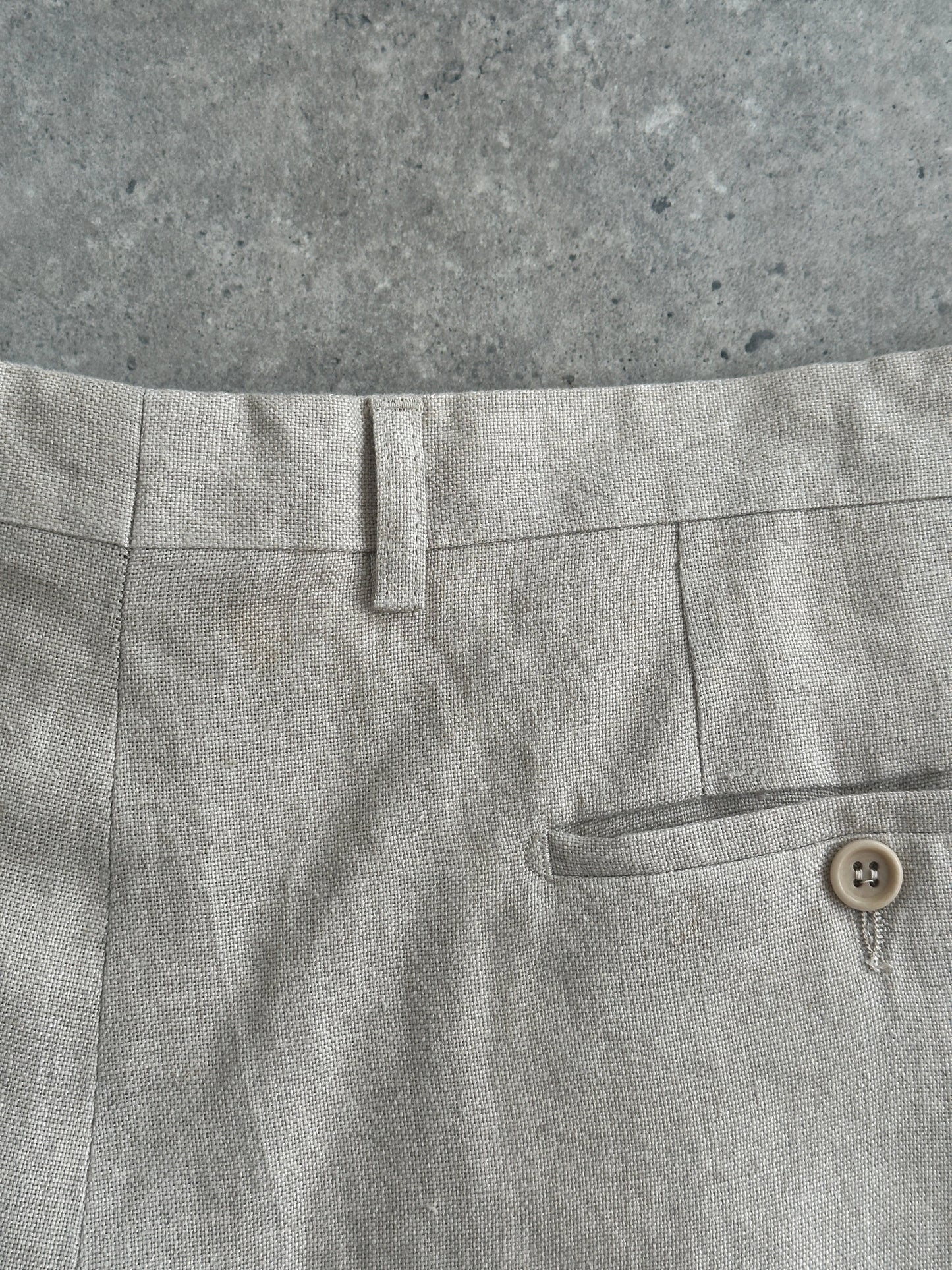 Italian Vintage Single Breasted Pure Linen Blend Suit - 42R/W34