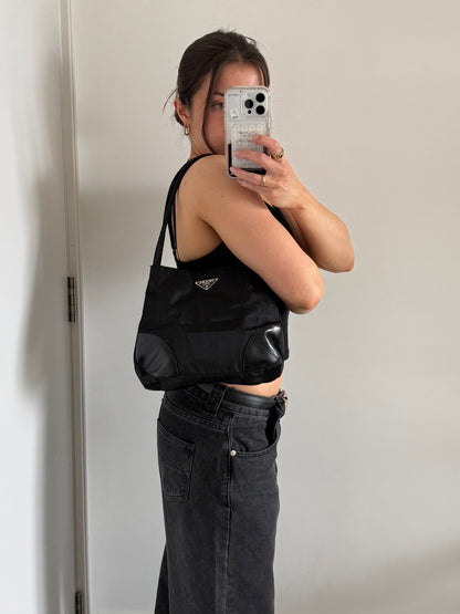 2000s Prada Milano Nylon Mini Tote Bag | O/S, Black