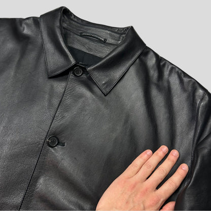 Prada Milano FW 1998 Runway Leather & Wool Lined Car Jacket - IT54