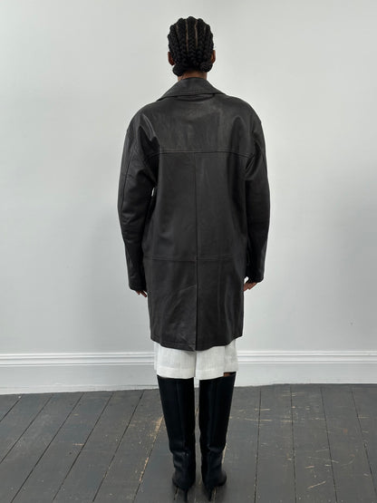 Conbipel 1990s Leather Trench Coat - XL