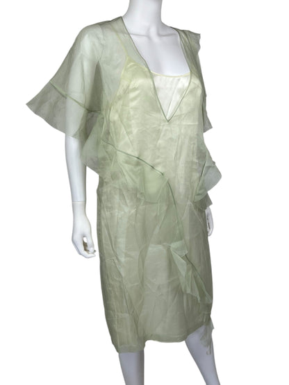 Maison Margiela S/S 2017 sheer silk dress | Green, Green