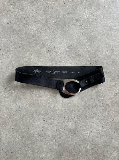 Italian Vintage 1990s Handmade Oval Chunky Leather Belt - W32