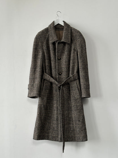 Vintage Wool Check Belted Coat - XL/XXL