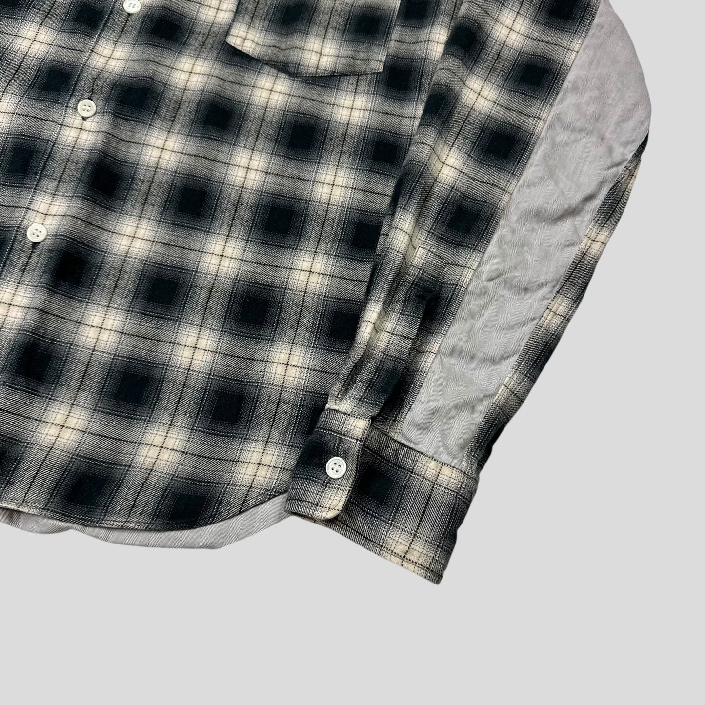 Comme Des Garçons Homme 2009 Shadow Plaid Panelled Flannel Shirt - S/M | Default Title, Grey