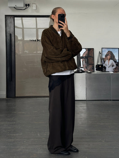 Vintage 1990s Suede Bomber Jacket - XL